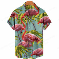 Herren Sommerhemd | Fröhlich | Kurze Ärmel | Flamingo | Auffällig bunt-H-S-Luzern Mode