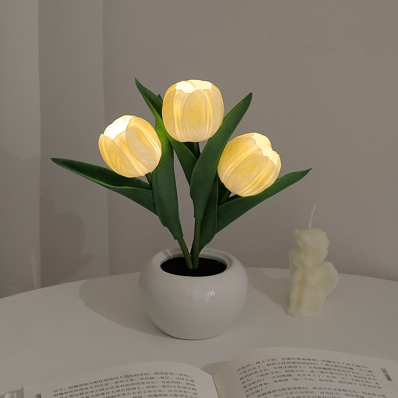 Tulpenförmige Lampe | Bouquet | LED | USB-C | Bunt | Hitzebeständig-3 Gelb-Batterien-Luzern Mode