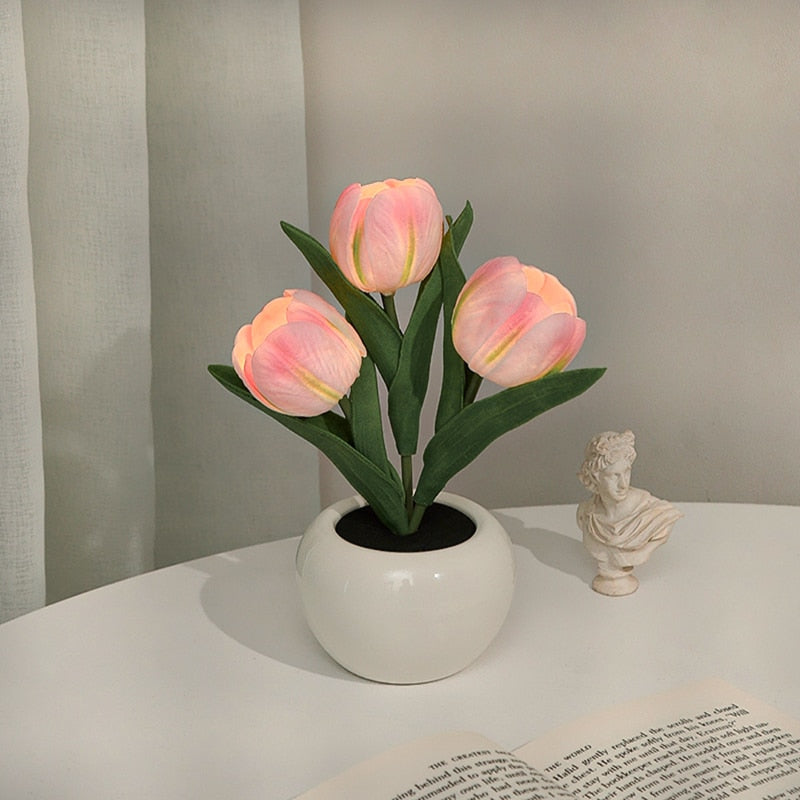 Tulpenförmige Lampe | Bouquet | LED | USB-C | Bunt | Hitzebeständig-3 Rosa-Batterien-Luzern Mode