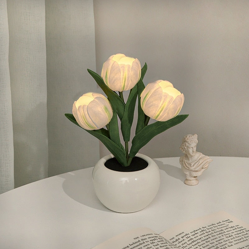 Tulpenförmige Lampe | Bouquet | LED | USB-C | Bunt | Hitzebeständig-3 Weiße-Batterien-Luzern Mode