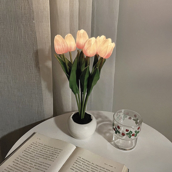 Tulpenförmige Lampe | Bouquet | LED | USB-C | Bunt | Hitzebeständig-6 Rosa-Batterien-Luzern Mode