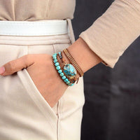Wickelarmband | Beruhigend | Nachhaltig | Leder | Stilvoll | Handgefertigt | Steine-Luzern Mode
