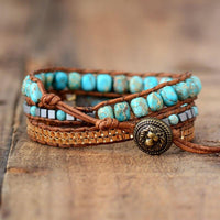 Wickelarmband | Beruhigend | Nachhaltig | Leder | Stilvoll | Handgefertigt | Steine-Luzern Mode