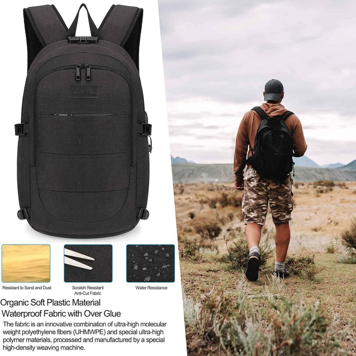 Extra großer Anti-Diebstahl Laptop- und Reiserucksack mit USB-Anschluss – 30–50L
