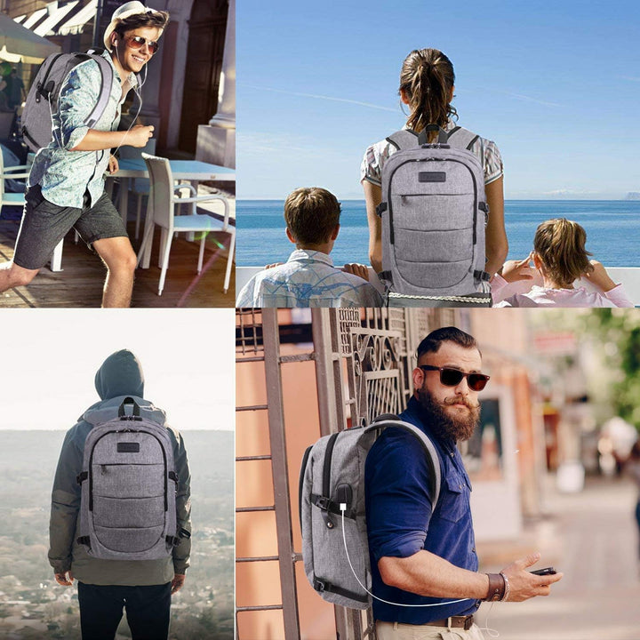 Extra großer Anti-Diebstahl Laptop- und Reiserucksack mit USB-Anschluss – 30–50L