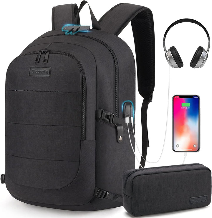 Extra großer Anti-Diebstahl Laptop- und Reiserucksack mit USB-Anschluss – 30–50L