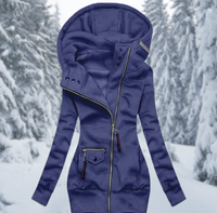 Übergroße Damen Wintermantel mit Kapuze und Reißverschluss - Stilvoll und Warm-Dunkelblau-S-Luzern Mode