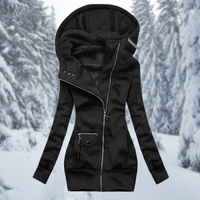 Übergroße Damen Wintermantel mit Kapuze und Reißverschluss - Stilvoll und Warm-Schwarz-S-Luzern Mode