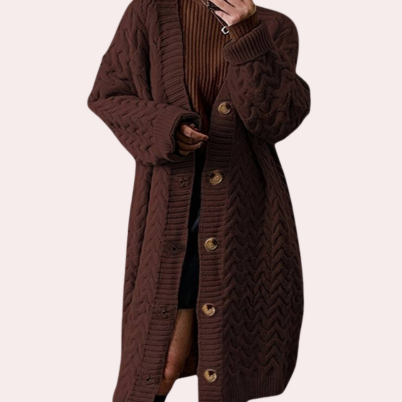 Übergroße Damen Strickmantel mit Knöpfen - Langer Cardigan Trend 2023-Luzern Mode