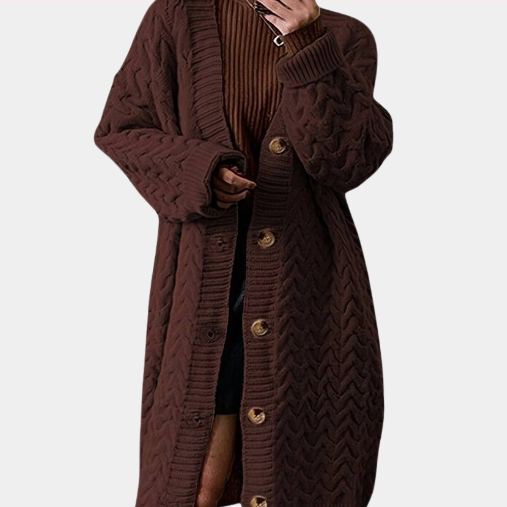 Übergroße Damen Strickmantel mit Knöpfen - Langer Cardigan Trend 2023-Luzern Mode