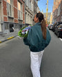 Leren Damenjacke | Oversized | Reißverschluss | Lässig | Vegan | Kragen-Grün-S-Luzern Mode