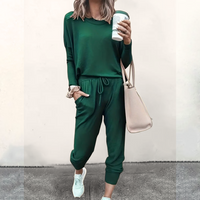 Oversized Damen Jogginganzug Set - Bequemer Freizeitanzug mit Tasche-Grün-s-Luzern Mode
