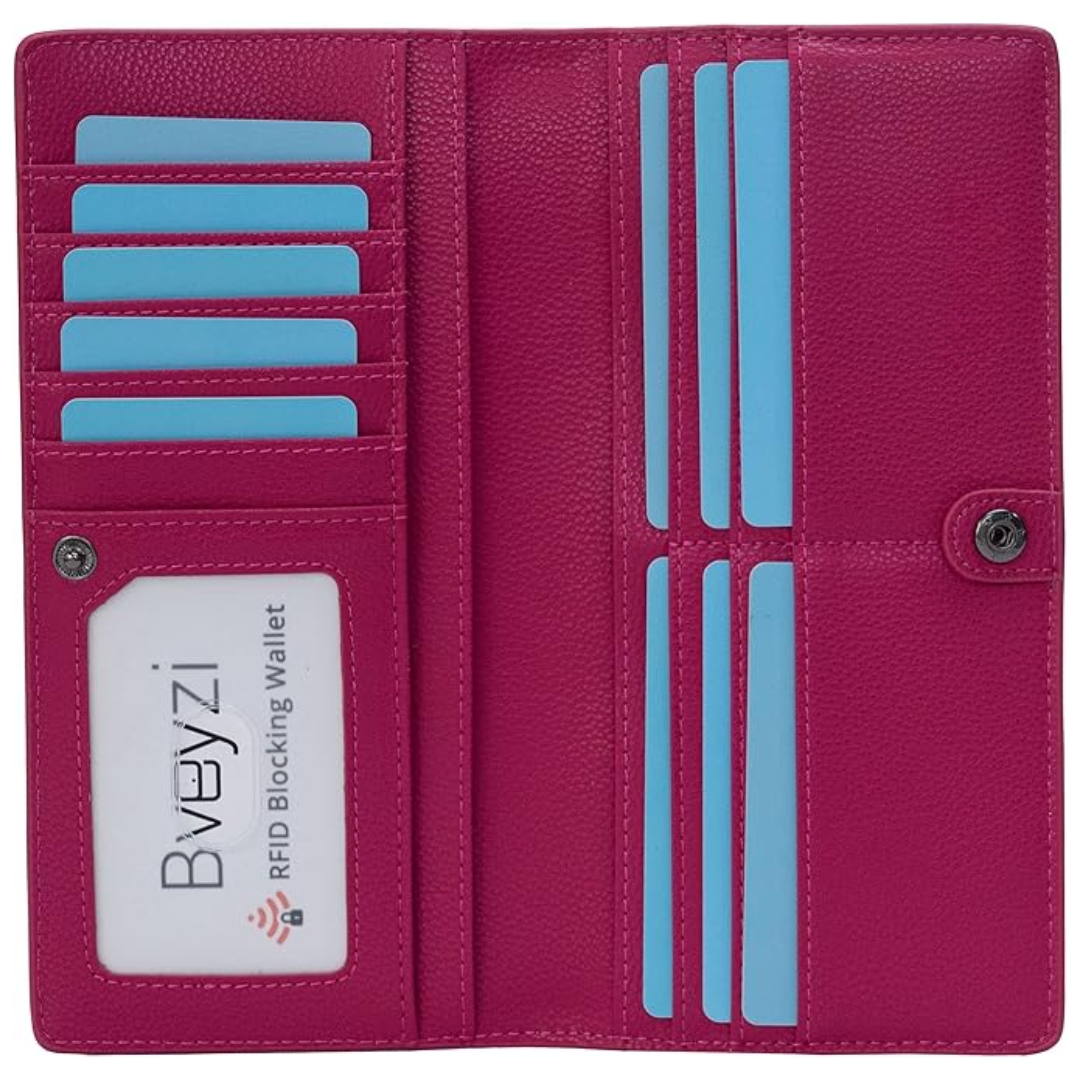 Herren Leder Geldbörse Slim Minimalistisch Portemonnaie-Leuchtend Pink-Luzern Mode