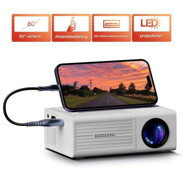 Mini-Projektor | 3000 Lumen | HDMI | HD | Leistungsstark | Kompakt | USB-Luzern Mode