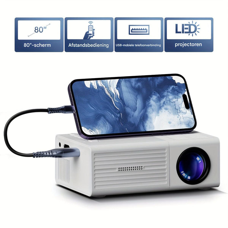 Mini-Projektor | 3000 Lumen | HDMI | HD | Leistungsstark | Kompakt | USB-Luzern Mode