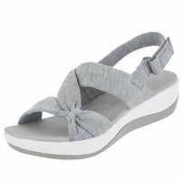 Damen Sandalen | Orthopädisch | Klettverschluss | Offen | Atmungsaktiv-Grau-35-Luzern Mode