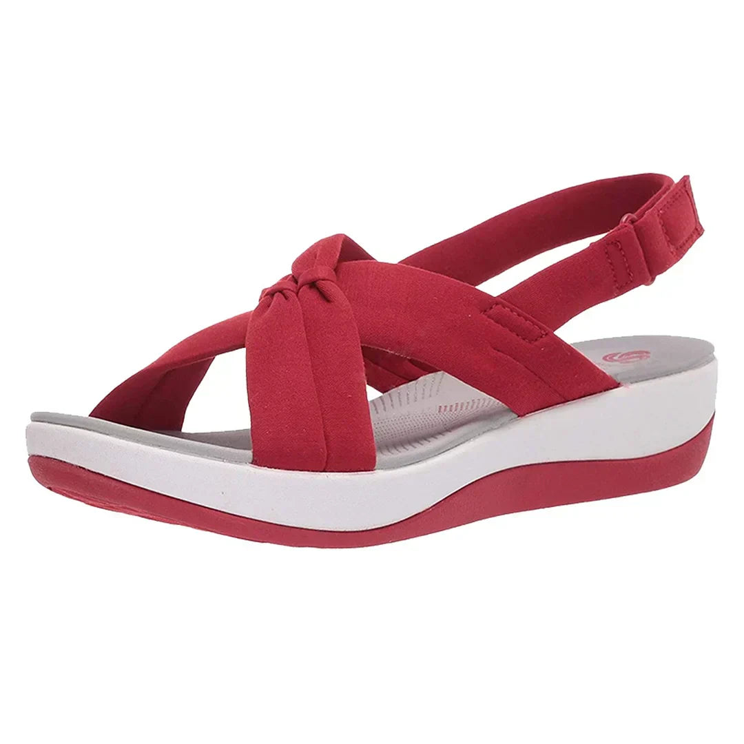 Damen Sandalen | Orthopädisch | Klettverschluss | Offen | Atmungsaktiv-Rot-35-Luzern Mode