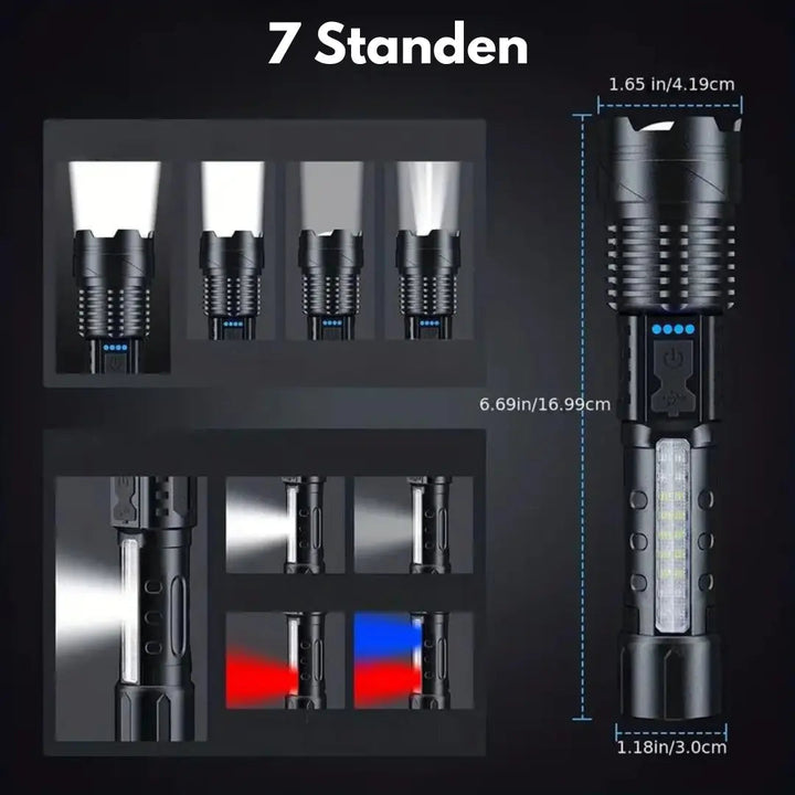 Taschenlampe | Ultrastarke 5000 Lumen Kompakt Einstellbar Wiederaufladbar USB LED-Luzern Mode