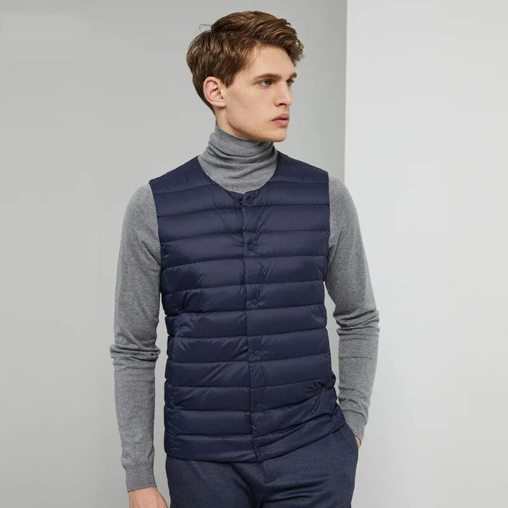 Herren Daunenweste | Ärmellos | Knopfverschluss | Einfarbig | Leicht-Luzern Mode
