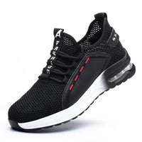 Sicherheitsschuhe | Stahlkappe | Kevlar-Sohle | Leicht | Sneaker-Schwarz Weiß-37-Luzern Mode