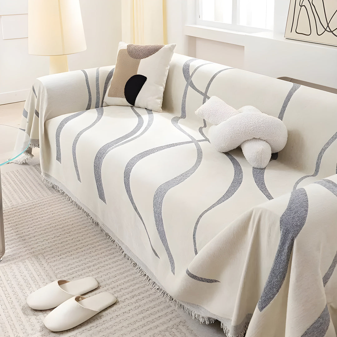 Sofaüberwurf | Universell Umkehrbar Langlebig Stilvoll Vielseitig Weich-180x130cm-Grau-Luzern Mode