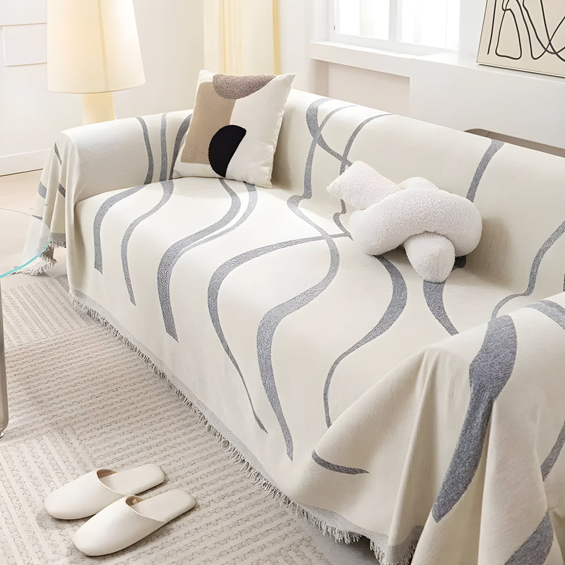 Sofaüberwurf | Universell Umkehrbar Langlebig Stilvoll Vielseitig Weich-180x130cm-Grau-Luzern Mode