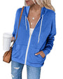 Damen Kapuzenpullover mit Reißverschluss und Taschen-Blau-S-Luzern Mode