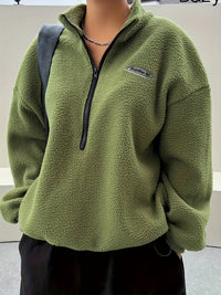 Oversized Fleece-Pullover mit Reißverschluss für Damen - Gemütlich und Stylisch-Luzern Mode
