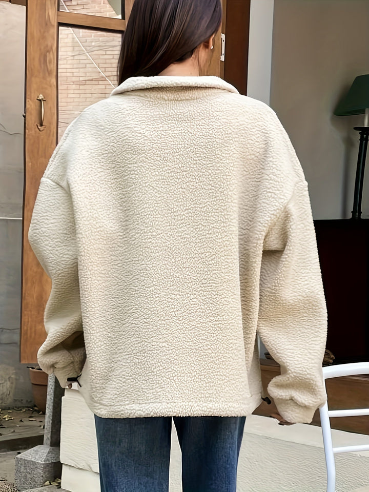 Oversized Fleece-Pullover mit Reißverschluss für Damen - Gemütlich und Stylisch-Luzern Mode