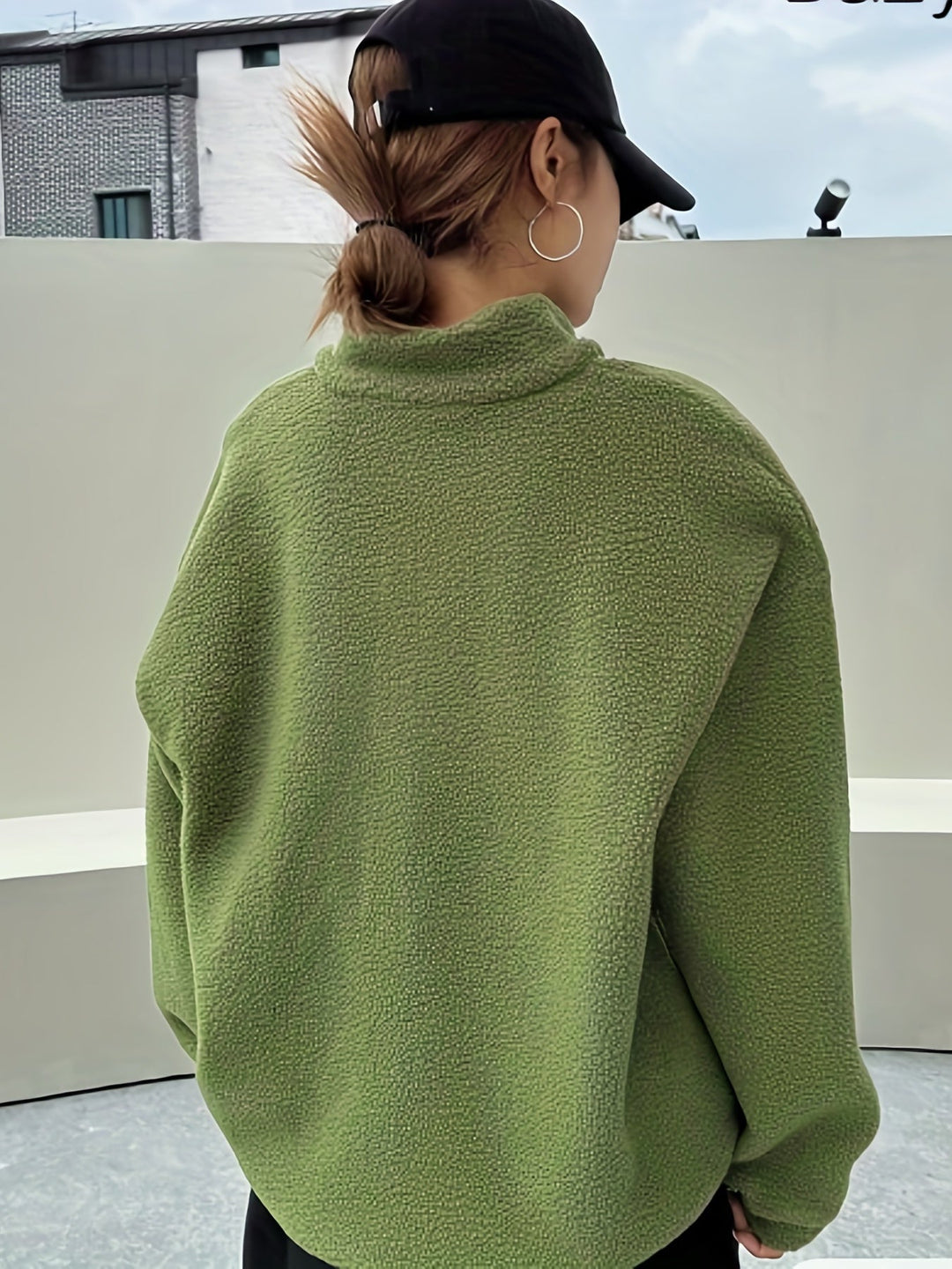Oversized Fleece-Pullover mit Reißverschluss für Damen - Gemütlich und Stylisch-Luzern Mode