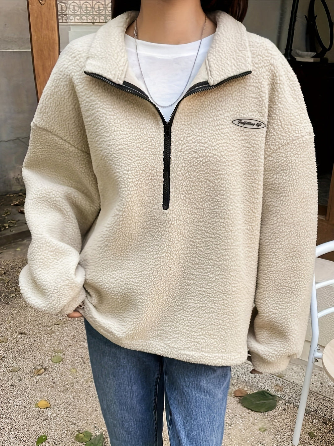 Oversized Fleece-Pullover mit Reißverschluss für Damen - Gemütlich und Stylisch-Luzern Mode