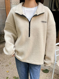 Oversized Fleece-Pullover mit Reißverschluss für Damen - Gemütlich und Stylisch-Luzern Mode
