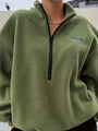 Oversized Fleece-Pullover mit Reißverschluss für Damen - Gemütlich und Stylisch-Grün-S-Luzern Mode