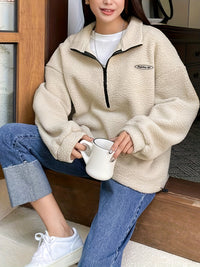 Oversized Fleece-Pullover mit Reißverschluss für Damen - Gemütlich und Stylisch-Luzern Mode