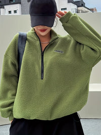 Oversized Fleece-Pullover mit Reißverschluss für Damen - Gemütlich und Stylisch-Luzern Mode