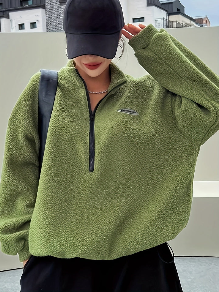 Oversized Fleece-Pullover mit Reißverschluss für Damen - Gemütlich und Stylisch-Luzern Mode