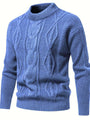 Herren Strickpullover mit Zopfmuster für Herbst/Winter-Blau-XS-Luzern Mode