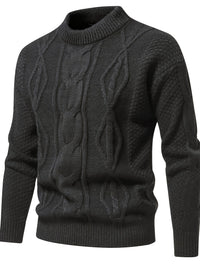 Herren Strickpullover mit Zopfmuster für Herbst/Winter-Dunkelgrau-XS-Luzern Mode