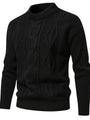 Herren Strickpullover mit Zopfmuster für Herbst/Winter-Schwarz-XS-Luzern Mode