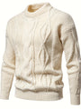 Herren Strickpullover mit Zopfmuster für Herbst/Winter-Weiß-XS-Luzern Mode