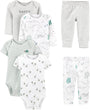 6-teiliges Baby-Bodysuit-Set mit Hosen - Mix & Match-Graumeliert/Weißer Tierdruck/Avocados/Streifen/Textdruck-0-3 Monate-Luzern Mode