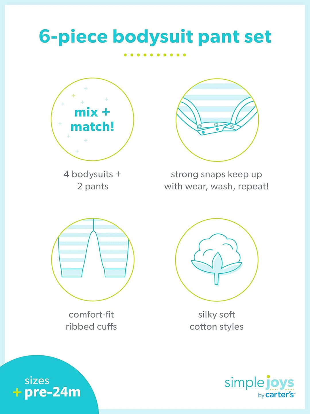6-teiliges Baby-Bodysuit-Set mit Hosen - Mix & Match-Luzern Mode