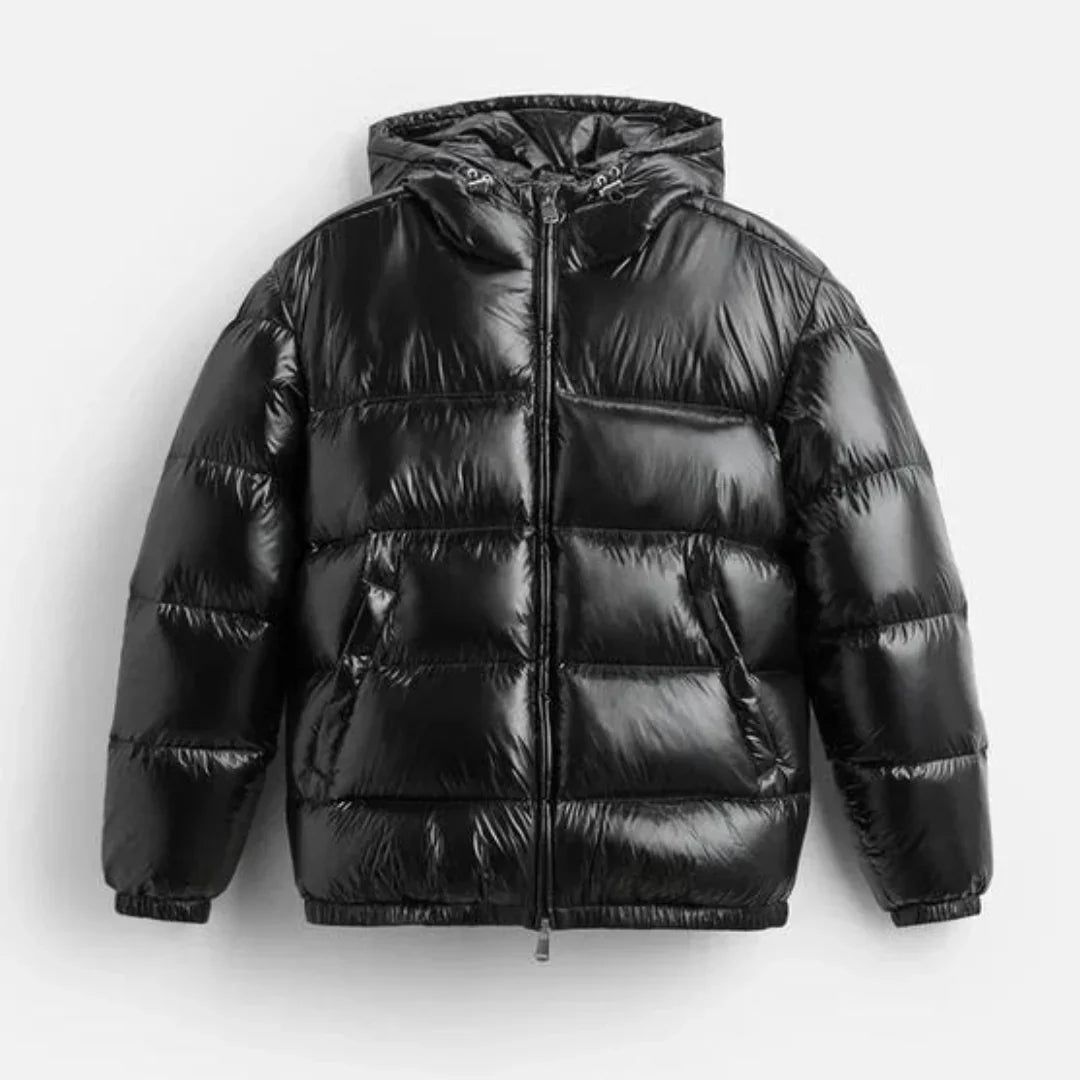 Unisex Daunenjack | Gefüttert | Hoher Kragen | Reißverschluss | Kurz-Schwarz-S-Luzern Mode