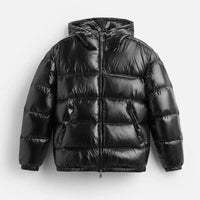 Unisex Daunenjack | Gefüttert | Hoher Kragen | Reißverschluss | Kurz-Schwarz-S-Luzern Mode