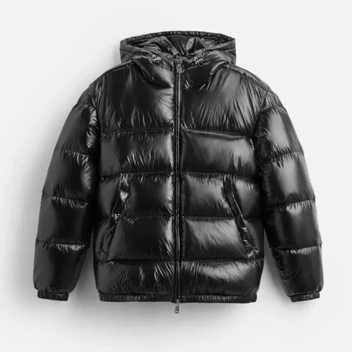 Unisex Daunenjack | Gefüttert | Hoher Kragen | Reißverschluss | Kurz-Schwarz-S-Luzern Mode