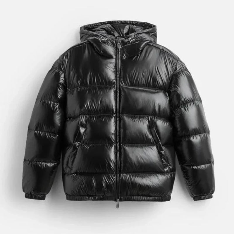 Unisex Daunenjack | Gefüttert | Hoher Kragen | Reißverschluss | Kurz-Schwarz-S-Luzern Mode