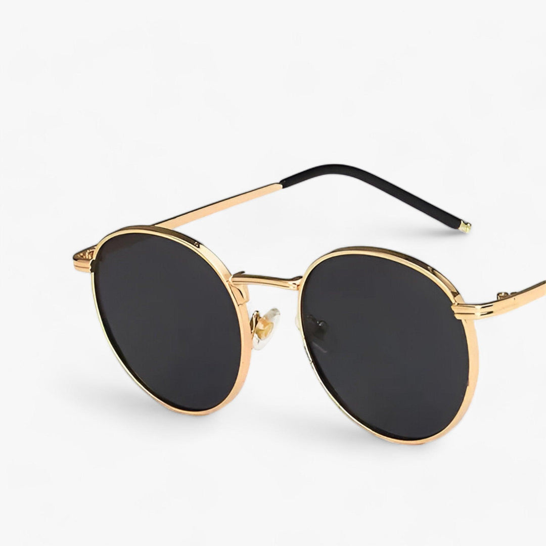 Sonnenbrille | Rundgläser | Unisex | Designer | Robust | Metallrahmen-Gold Grau-Luzern Mode