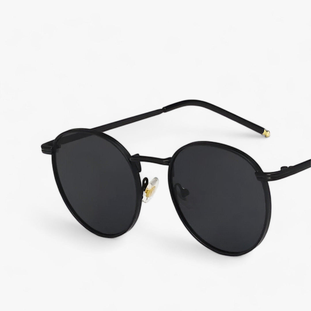 Sonnenbrille | Rundgläser | Unisex | Designer | Robust | Metallrahmen-Schwartz Grau-Luzern Mode