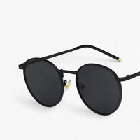 Sonnenbrille | Rundgläser | Unisex | Designer | Robust | Metallrahmen-Schwartz Grau-Luzern Mode