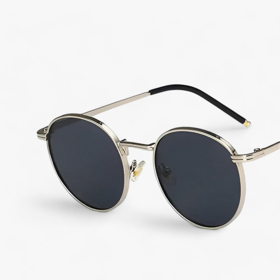 Sonnenbrille | Rundgläser | Unisex | Designer | Robust | Metallrahmen-Silber Grau-Luzern Mode